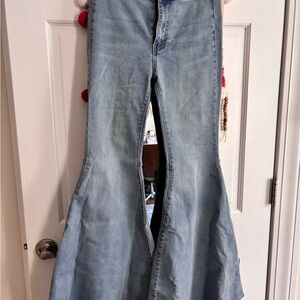 Free People Blue Flare Wide Leg Jeans